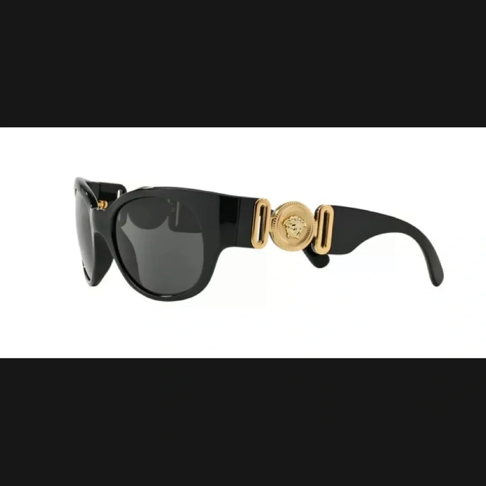Versace Black Sunglasses with Gold Medallion Temple NWT